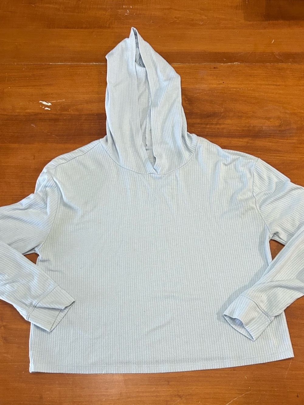 Hollister Pale Blue Waffle-Knit Hoodie